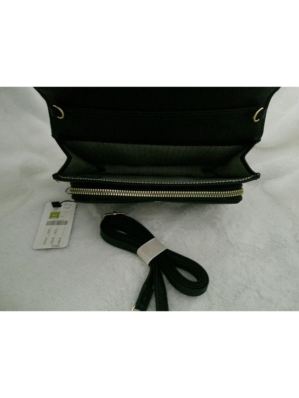 Black and White Leopard Print Crossbody Bag with Gold Zipper